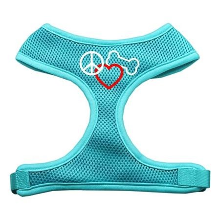 UNCONDITIONAL LOVE Peace  Love  Bone Design Soft Mesh Harnesses Aqua Small UN921419